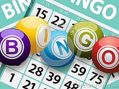 Bingo balls on a card background Vector Illustration