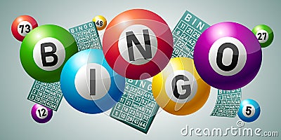 Bingo Balls with Bingo Cards Vector Illustration