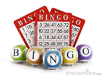 Bingo balls and cards Stock Photo