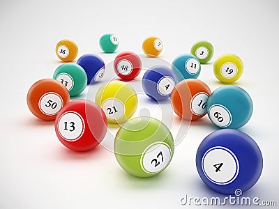 Bingo balls with generic numbers. 3D illustration Cartoon Illustration