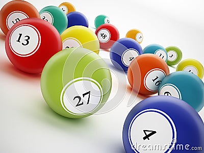 Bingo balls with generic numbers. 3D illustration Cartoon Illustration