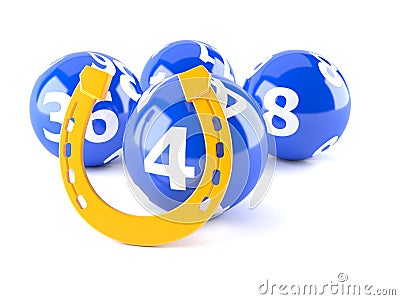 Bingo balls with horseshoe Stock Photo