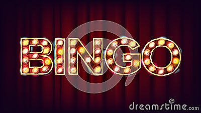 Bingo Banner Vector. Casino Glowing Lamps. For Fortune Advertising Design. Gambling Illustration Vector Illustration