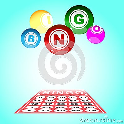 Bingo card and ball Vector Illustration