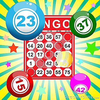 Bingo card and ball Stock Photo