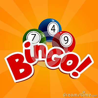 Bingo card with colourful balls and numbers. Stock Photo