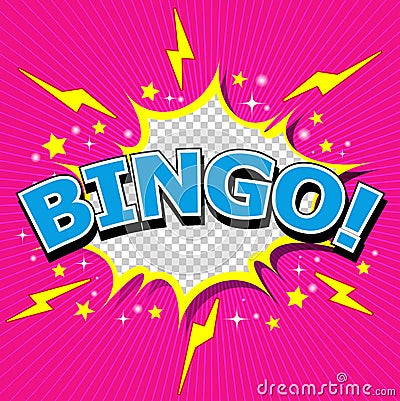 Bingo! Comic Speech Bubble, Cartoon Vector Illustration