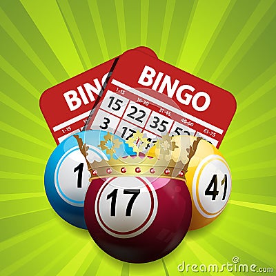 Bingo king and cards Vector Illustration