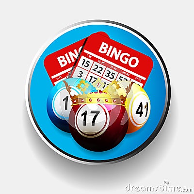 Bingo king and cards over metallic border Stock Photo