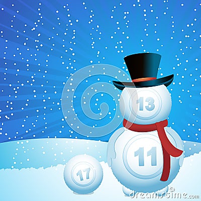 Bingo lottery ball snow man Vector Illustration