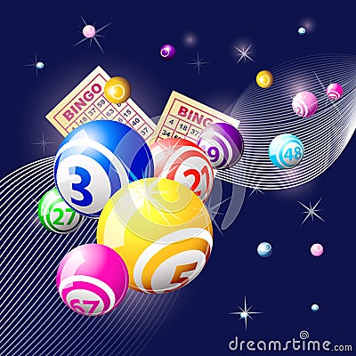 Bingo or lottery balls on blue background Vector Illustration