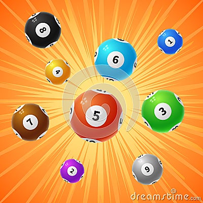 Bingo lottery balls 3d gambling vector background Vector Illustration