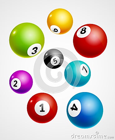 Bingo lottery balls numbers background. Lottery game balls. Vector Illustration
