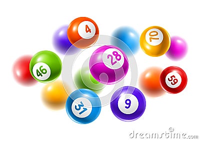 Bingo or lottery colored number balls. Vector Illustration