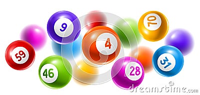 Bingo or lottery colored number balls. Vector Illustration