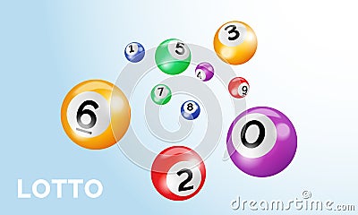 Bingo lotto balls with numbers for keno lottery gamble game vector poster template background Vector Illustration
