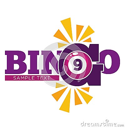 Bingo promotional emblem witn numbered ball and sample text Vector Illustration