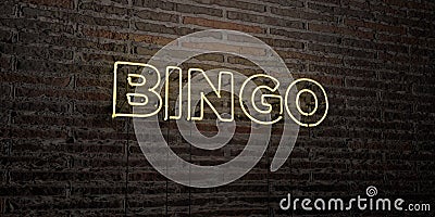 BINGO -Realistic Neon Sign on Brick Wall background - 3D rendered royalty free stock image Stock Photo