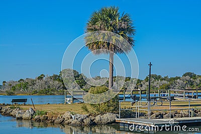 Bings Landing on the Intracoastal Waterway of the Palm Coast in Flagler County, Florida Stock Photo
