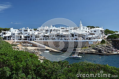 Romantic white villa houses in Binibeca, Menorca Editorial Stock Photo