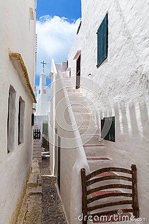 Binibequer Vell in Menorca Binibeca white village Sant Lluis Stock Photo