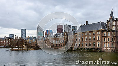 Binnenhof Dutch Parliament in The Hague in winter Stock Photo