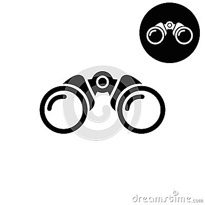 Binocular white and black vector icon Vector Illustration