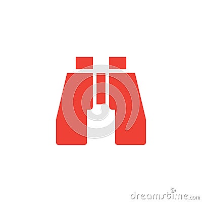 Binocular Red Icon On White Background. Red Flat Style Vector Illustration Vector Illustration