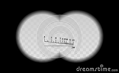 Binocular scale military view with optical sight. Cartoon Illustration