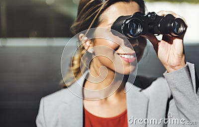 Binocular Vision Observe Solution Finding Concept Stock Photo
