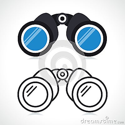 binoculars flat and outline isolated Vector Illustration