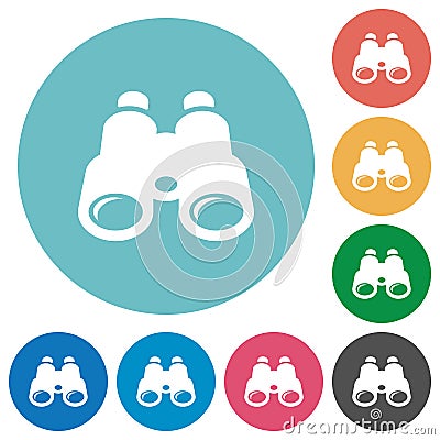 Binoculars flat round icons Stock Photo