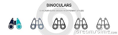 Binoculars icon in filled, thin line, outline and stroke style. Vector illustration of two colored and black binoculars vector Vector Illustration