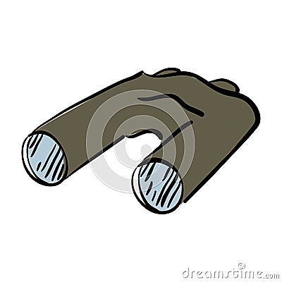 Binoculars line icon, outline vector sign, sketch style. Camping. Ink Pen. Spy symbol, logo illustration Vector Illustration