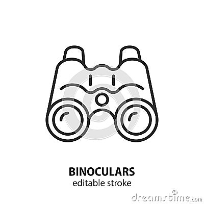 Binoculars line vector icon. Symbol of navigation, tourism and spy. Editable stroke Vector Illustration