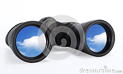 Binoculars Looking at the sky Future vision Stock Photo