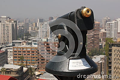 Binoculars operated by coins near the city of santiago chile Stock Photo