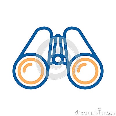 Binoculars vector thin line icon. Exploration, search, look for, search tool, military, science, biology and Vector Illustration