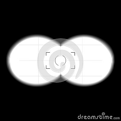 Binoculars View Template. Vector Search Concept. Binoculars With Blurred, Soft Edges. Vision Illustration Vector Illustration