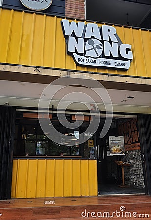 Bintaro, Indonesia on May 2023. Warnong UPJ, Bintaro Is a restaurant located in Ruko U Town Bintaro Editorial Stock Photo