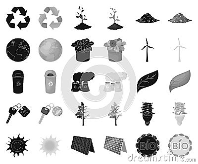 Bio and ecology black,monochrome icons in set collection for design. An ecologically pure product vector symbol stock Vector Illustration