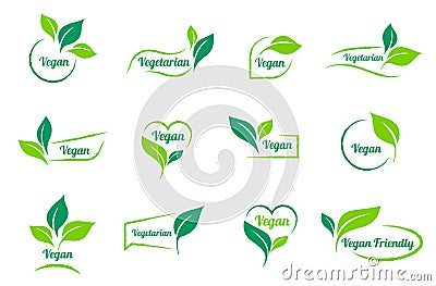 Bio, Ecology. Vector vegan sticker icons templates set. Stock Photo