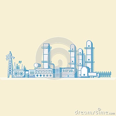 Bio fuel energy, bio fuel power plant Vector Illustration