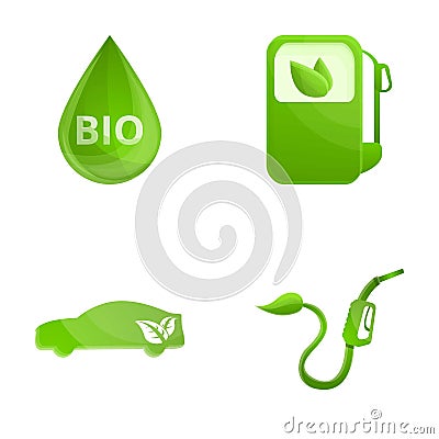 Bio fuel icons set cartoon vector. Alternative energy source Vector Illustration