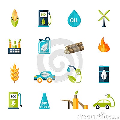 Bio Fuel Icons Set Vector Illustration