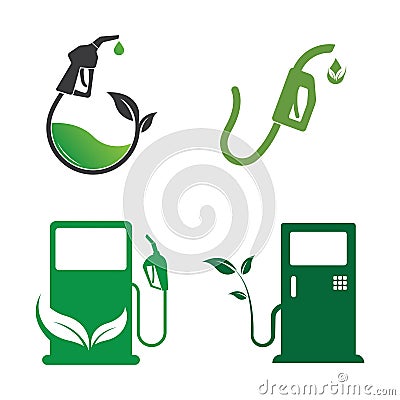 Bio fuel logo. Ecological fuel icon. Green eco pump. Petrol station sign. Green leaf pump. Vector illustration flat design Stock Photo