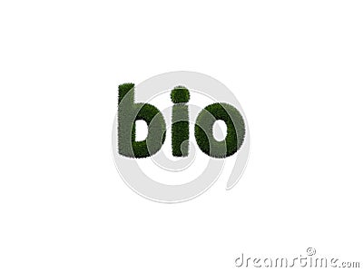 Bio. Grass inscription on white background. digital illustration. 3d rendering Stock Photo