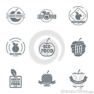 Bio grocery logo set, simple style Vector Illustration