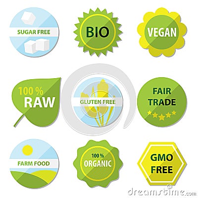 Bio and healthy food labels Vector Illustration