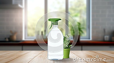 bio organic bottle of cleaning product and leaves Stock Photo